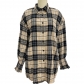 Checkered lantern sleeved long sleeved shirt CXY22120