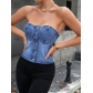 Chest Wrapping Sexy Open Back Versatile Denim Tank Top YXG35055