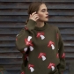 Printed contrasting pullover sweater LS2906