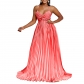 Gradient V-Neck Strap Long Dress Sexy Big Swing Prom Evening Dress D428