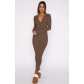 Slim fitting knitted threaded long sleeved jumpsuit H0328