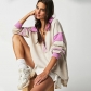 Contrast color patchwork loose and creative outerwear versatile sweater M23TP415