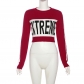Knitted Letter Long Sleeve Pullover Slim Fit Open Umbilical Sweater W23L36008