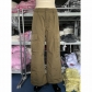 Low rise loose woven pants with multiple pockets for work wear pants T2341