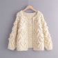 Love Hooked Flower Wool Ball Pure Handmade Stick Knitted Sweater Coat qzm 190920