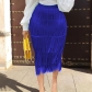 High waisted patchwork fringed skirt slim fit wrap hip skirt party pencil skirt AM200303