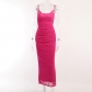 Split Long Dress Fashion Lace Mesh Strap Dress JY23451