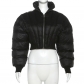 Slim fitting short standing collar street pat cotton jacket top K23Y33831