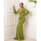 Long sleeved solid color women's dress YLY9453