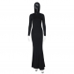 Solid Hooded Long Sleeve Slim Fit Dress D3A14375W