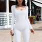 Long sleeved jumpsuit square neck Sexy jumpsuit H0323