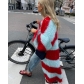 Contrast Stripe Lazy Sweater Long Coat C742092072765