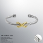 Stainless steel wire thread 8-character dual color bracelet C-shaped bracelet 63mm M1597