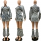Feminine Multi Pocket Washed Denim Dress Three Piece Set (including hem) NY8150
