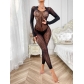 Sexy one-piece long sleeved leopard print mesh clothing and fun lingerie N-6040