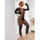 Sexy one-piece long sleeved leopard print mesh clothing and fun lingerie N-6040