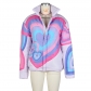 Casual fluffy love cotton jacket with unisex personality street jacket G0622