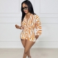Printed long sleeved V-neck sexy jumpsuit Y5254-1