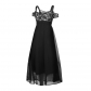 Oversized Off Shoulder Flower Lace Strap Chiffon Dress X648930993834