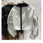 Standing collar zippered short jacket X736734273645