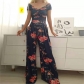 One shoulder printed style commuting casual high waisted jumpsuit HJ9105