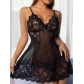 Hollow out perspective printed lace suspender sleepwear and fun lingerie set W637