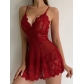 Hollow out perspective printed lace suspender sleepwear and fun lingerie set W637