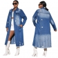 Women's torn long sleeved denim windbreaker jacket cardigan denim cape JLX6017