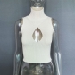 Women's sleeveless hollowed out slim fitting woolen knit vest MGN21063