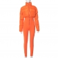 Fashionable elastic tight zippered warm cotton suit jumpsuit K23JP575-1
