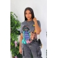 Trendy short sleeved fashionable figure printed loose round neck T-shirt L2362