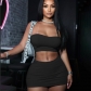 Women's solid color wrapped chest top, high waist wrapped buttocks short skirt set K23S39454