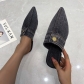Women's shoe design with a sense of foreskin, niche denim fabric, low heeled slippers HWJ1526