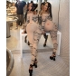 One shoulder mesh printed jumpsuit with high waisted pants set K23S36282