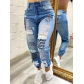 Fashionable letter cut monkey leg jeans D8534