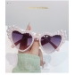 Large frame slanted heart studded pearl sunglasses A722572219575