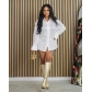 Elastic solid color sequin loose long sleeved micro flared shirt dress D8657