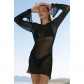 Knitted sexy large backless beach vacation dress D2118