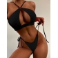 Solid color hollow split swimsuit sexy bikini S704687471601