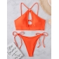 Solid color hollow split swimsuit sexy bikini S704687471601