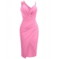 Fashionable dress with drawstring waist and slit 242LQ55389