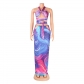 Sexy digital printed chest wrapped women's two-piece set OS6182