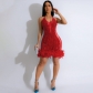 Lace up sequin transparent buttock wrap short skirt dress CY901133