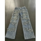 Straight leg fringed jeans S6956-1