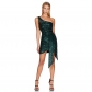 Single shoulder sequined sleeveless hip hugging dress R9070